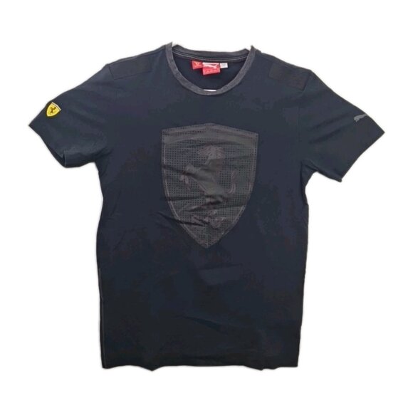 Puma Ferrari Black T-Shirt Scuderia Shield Logo Men’s F1 Motorsport Tee Size S - Picture 1 of 12